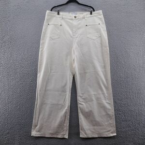 Lola Womens Milan Ultra High Rise Wide‎ Leg Jeans 38 Ivory Stretch Denim NEW